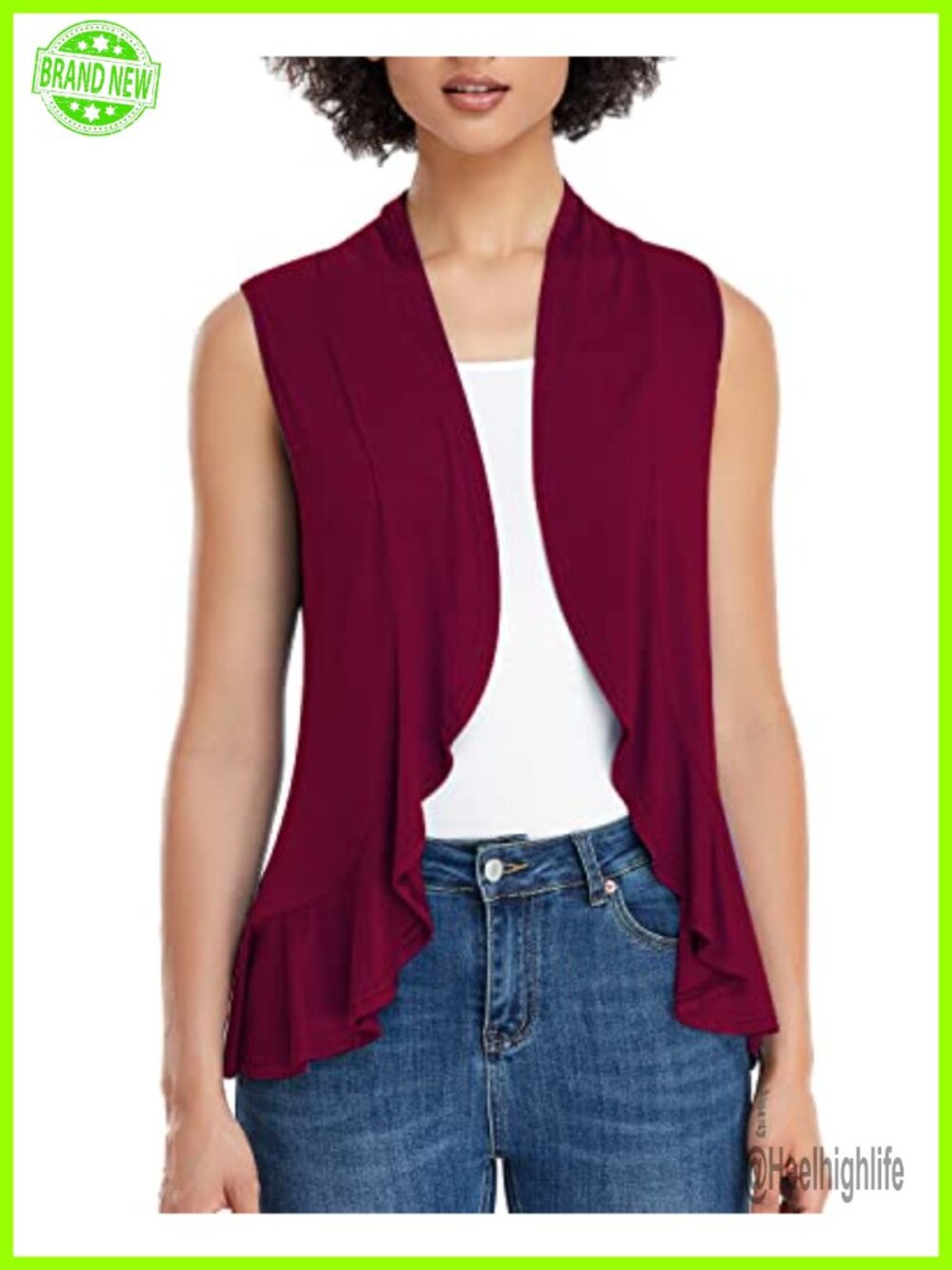 Sleeveless Open Front Cardigan Vest Asymmetrical Hem Lightweight Layering